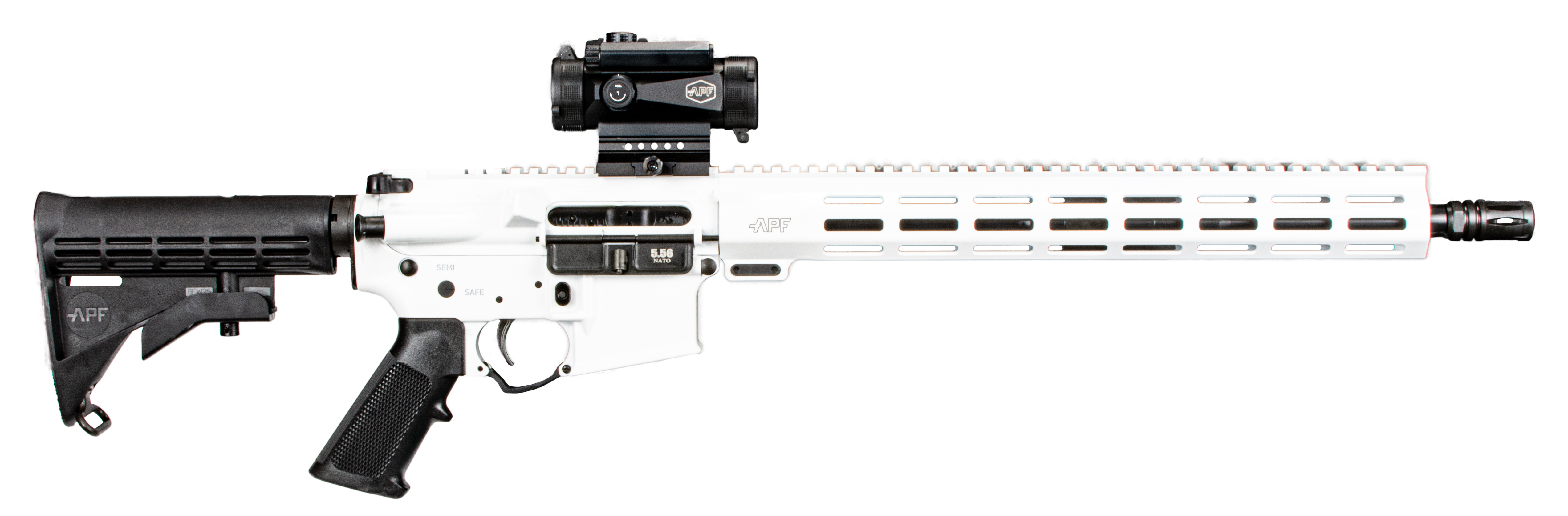 APF GUARDIAN 5.56 WHITE 16" MLOK M4 30RD OPTICS