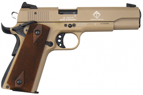 ATI GSG 1911 22LR 5" TAN WOOD GRIP BLK ACCT 10RD