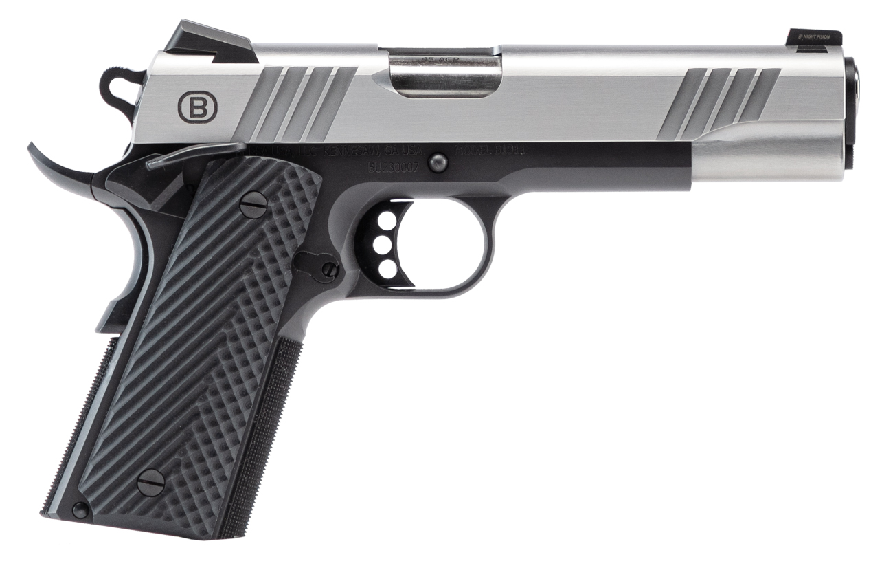 BERSA B1911 45ACP 5" BRUSHED SS/BLK NS 8RD