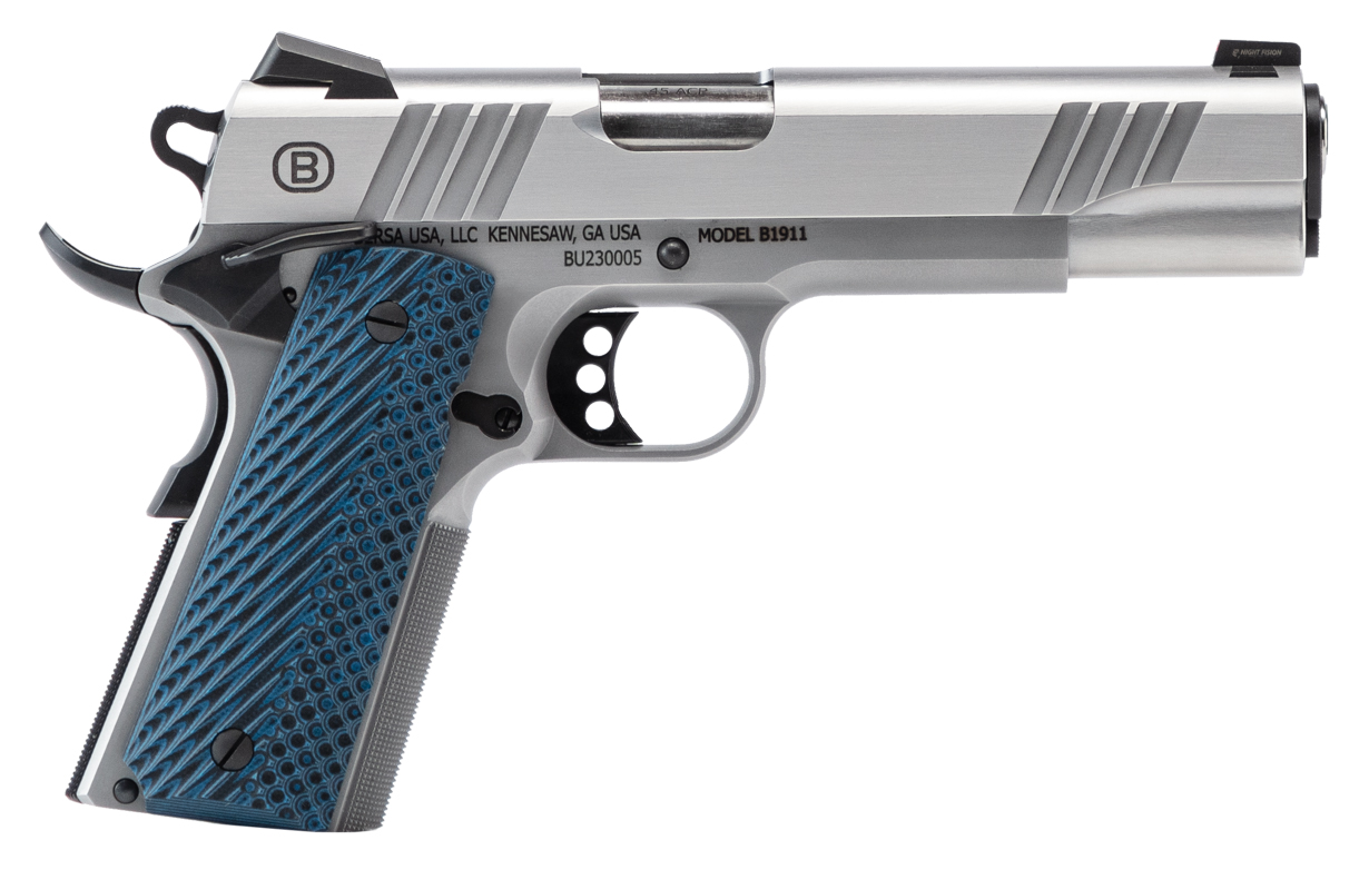 BERSA B1911 45ACP 5" BRUSHED SS NS 8RD