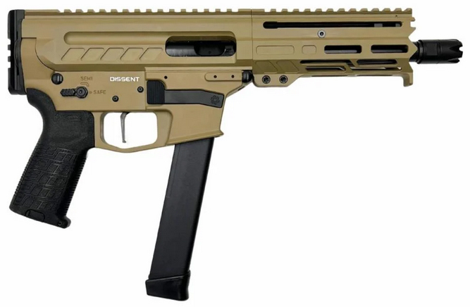 DISSENT MKGS 6.5" COYOTE TAN PISTOL 9MM