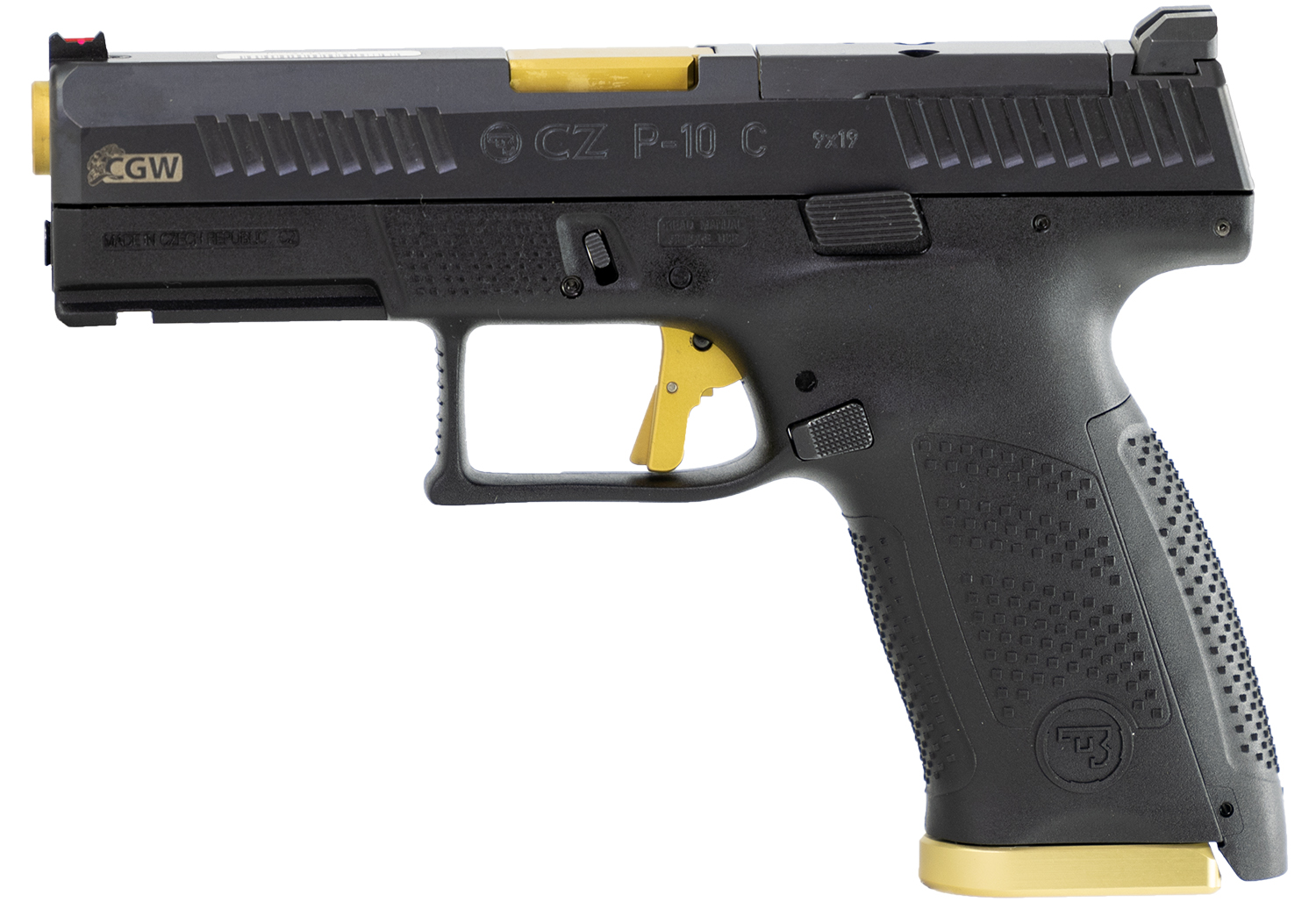 CZ P-10 C 9MM 15RD BLK GOLD APPT CAJUN GUN WRKS