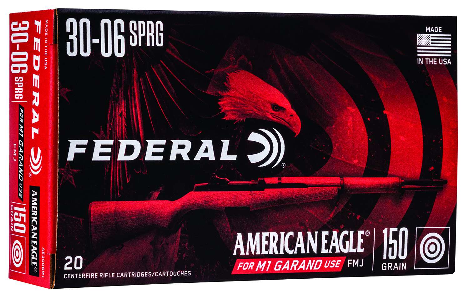 FED AMERICAN EAGLE 30-06 150GR FMJ GARAND 20/10