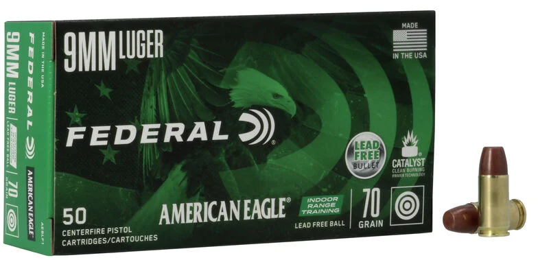 FED AMERICAN EAGLE 9MM 70GR LEAD FREE 50/10