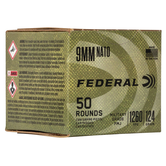 FED 9MM 124GR FMJ MILITARY GRADE 50/10