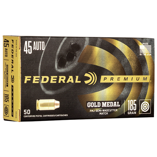 FED GOLD MEDAL 45ACP 185GR FMJ SEMI WC 50/20