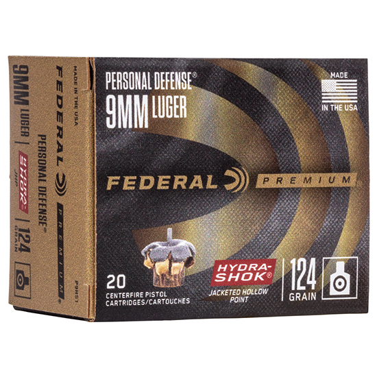 FED PREMIUM 9MM 124GR HP HYDRA-SHOK 20/25