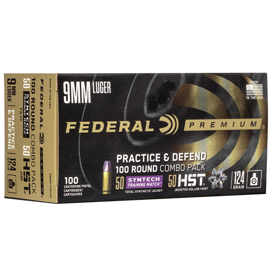 FED PREMIUM 9MM 124GR PRACTICE  DEFEND 100/5