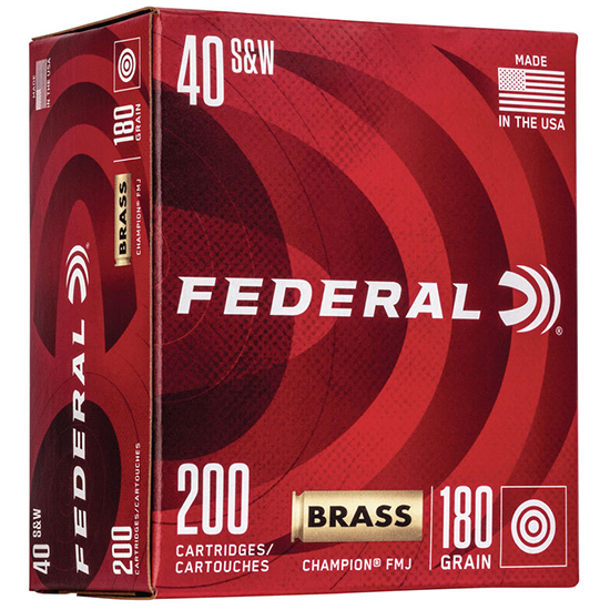 FED CHAMPION BRASS CASE 40SW 180GR FMJ 200/5