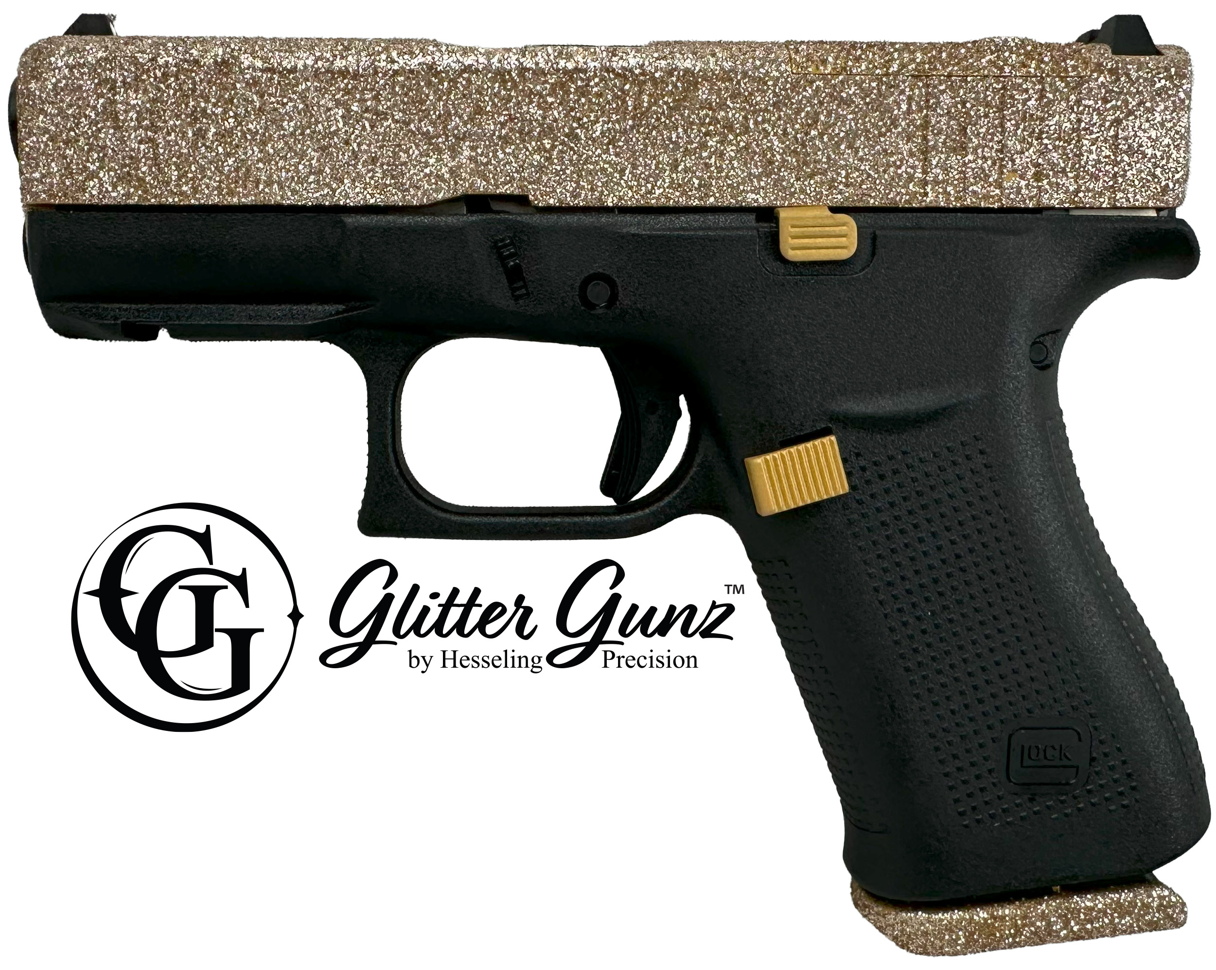 GLOCK 43X MOS 9MM 3.41" GLITTER GUNZ MIDAS