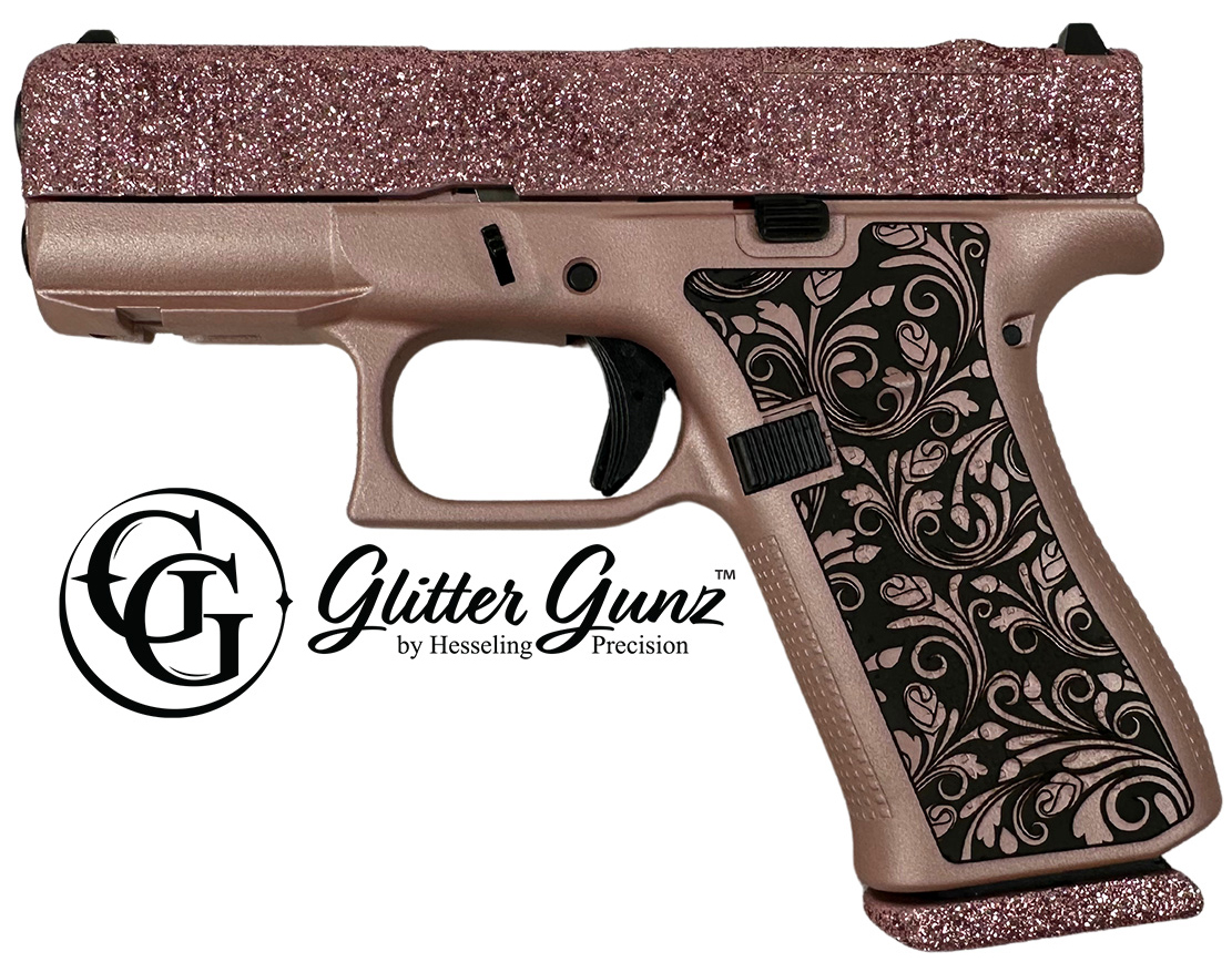 GLOCK 43X MOS 9MM 3.41" GLITTER GUNZ ROSE GOLD