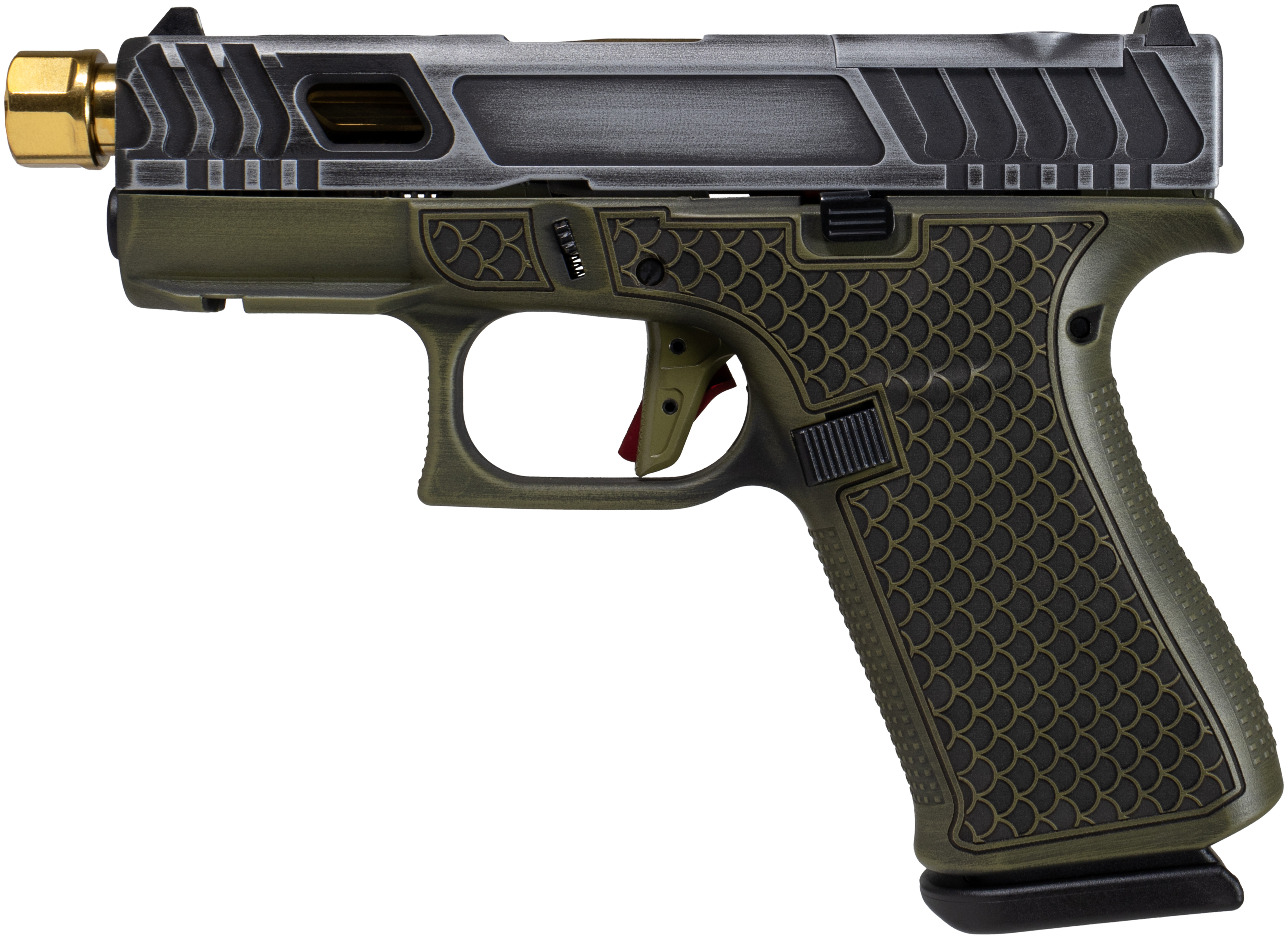 GLOCK 43X GREEN TARPON FR GOLD BARREL SCT