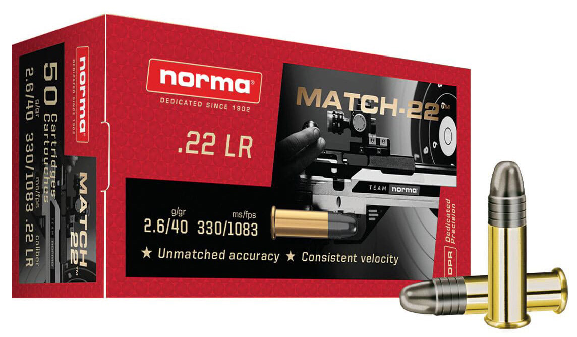 NORMA RIMFIRE MATCH 22LR 22LR 40GR LRN 50/100