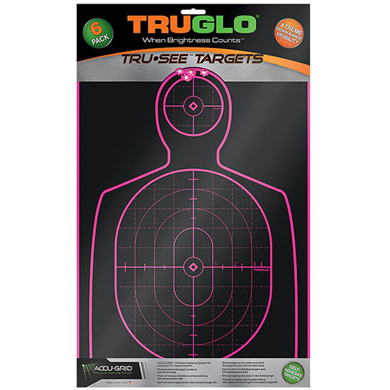 TRUGLO TARGET HANDGUN 12X18 PNK 6PK