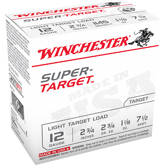 WIN SUPER TARGET 12GA LT 2.75" 1-1/8OZ #7.5 25/10