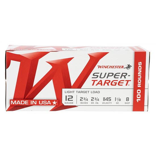 WIN SUPER TARGET 12GA LT 2.75" 1-1/8OZ #8 100/2